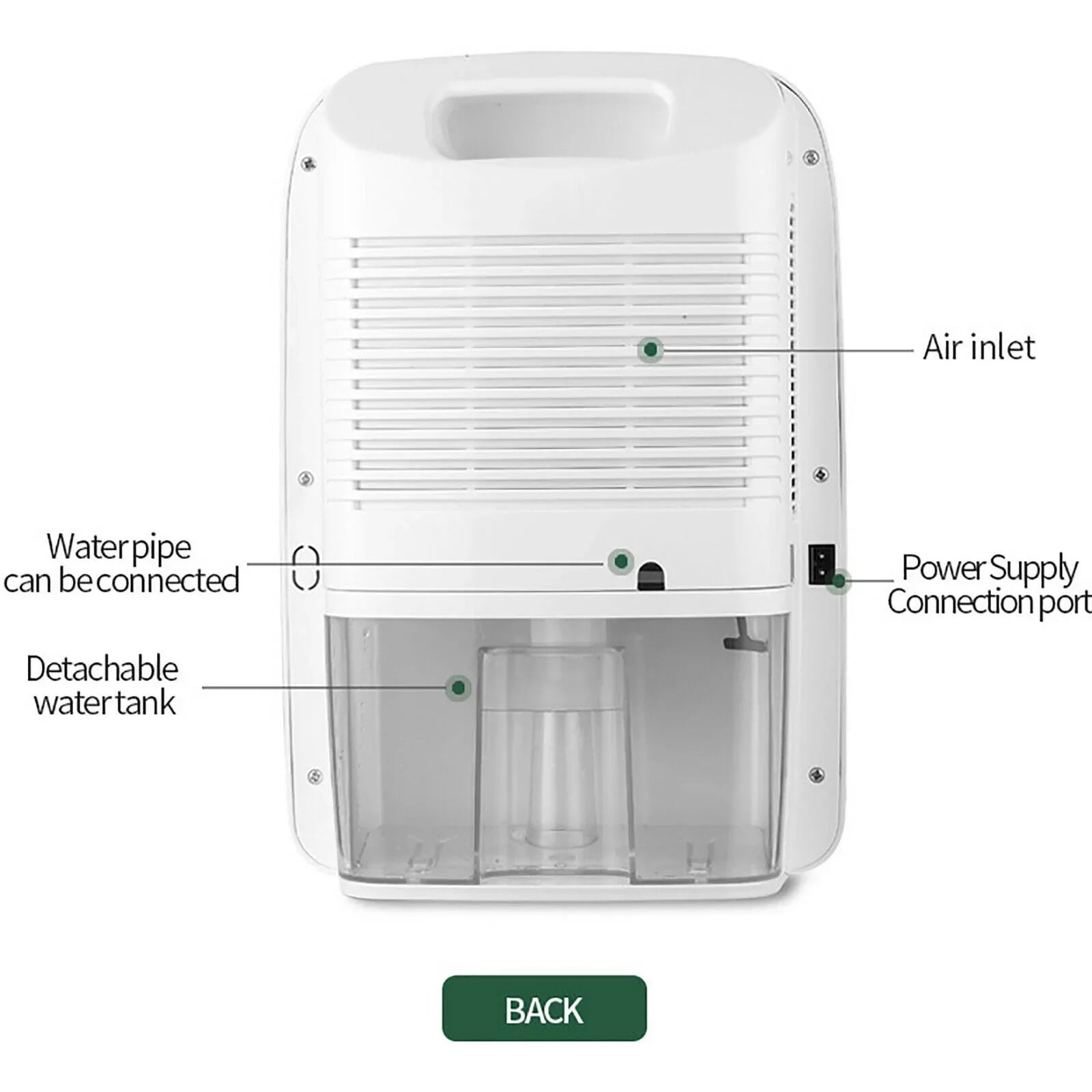 Mkyiongou Dehumidifier Remote Control 2.5L Water Tank Moisture Damp Removal Machine 42W