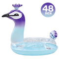 Ionale 48 Inches Inflatable Glitter Swimming Pool Toys Peacock Designed with Fast Valves Summer Fun Beach Party Lounge Raft Decorative Water Game for Kids