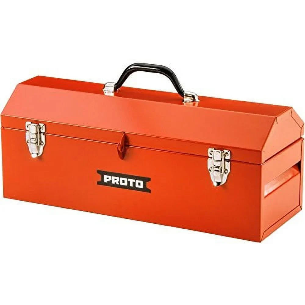 19" Steel, Safety Red Portable Tool Box, Powder Coated, 7"
