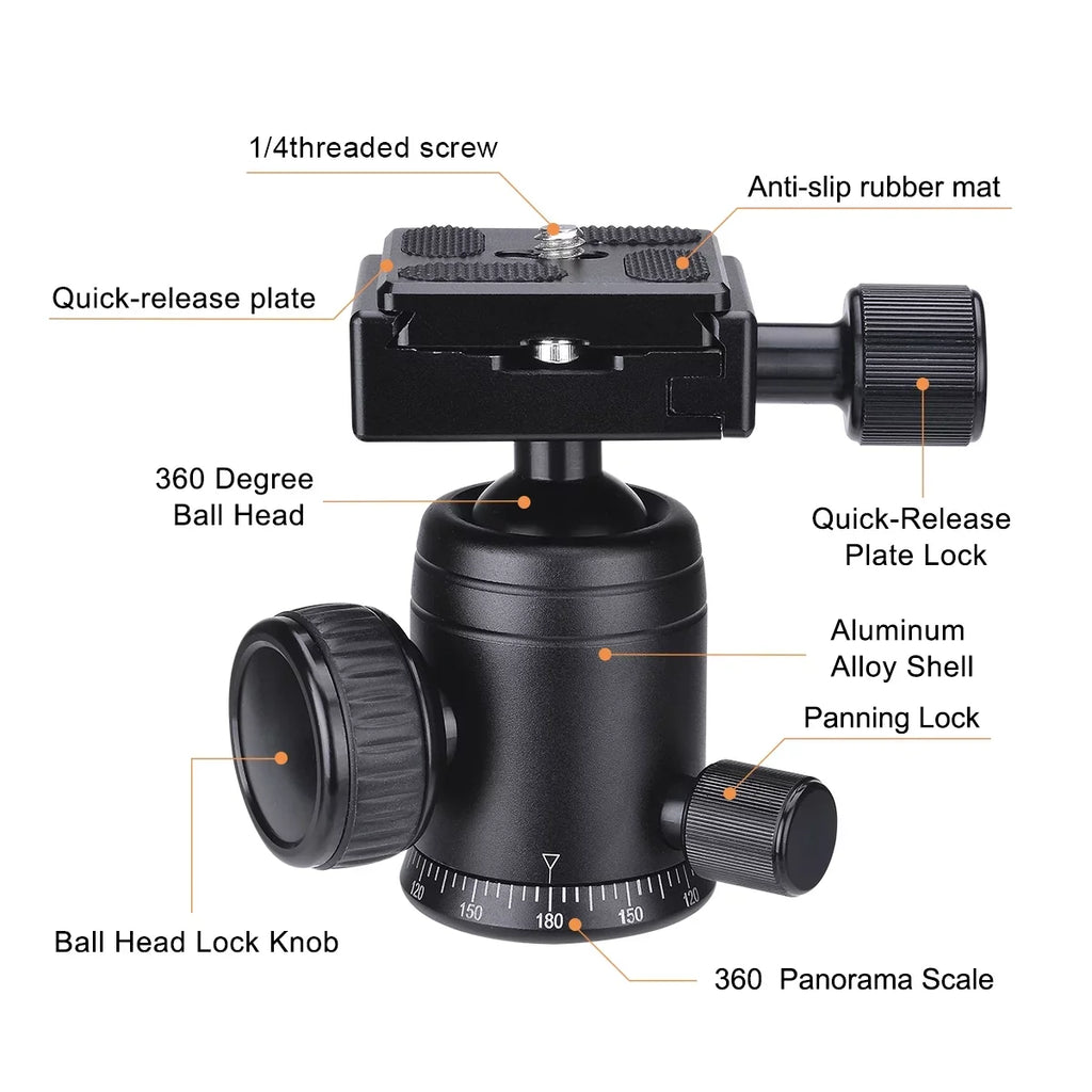 Heavy Duty (20 lbs Load)  Mirorrless Camera Suction Cup Car Mount Camcorder Vehicle Holder 360° Ball Head Compatible with Nikon Canon Sony