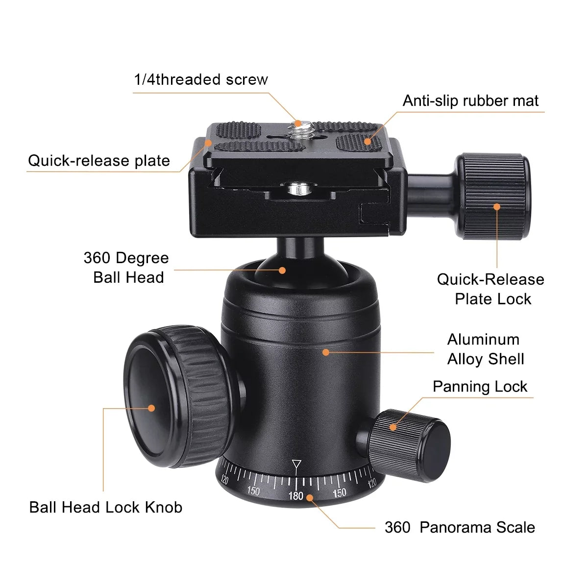 Heavy Duty (20 lbs Load)  Mirorrless Camera Suction Cup Car Mount Camcorder Vehicle Holder 360° Ball Head Compatible with Nikon Canon Sony