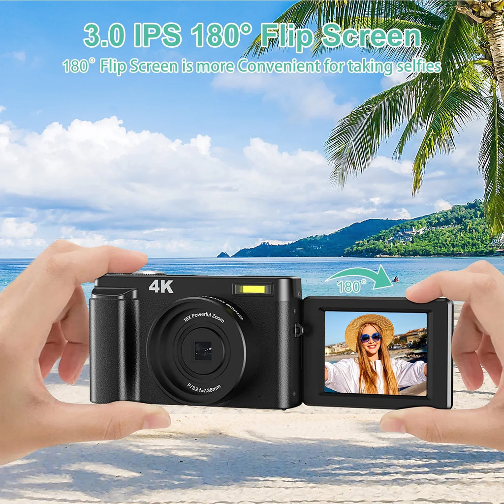 Vlogging Camera 4K Digital Camera for Photography Autofocus 16X Digital Zoom 48MP Video Cameras for YouTube with 32GB Card