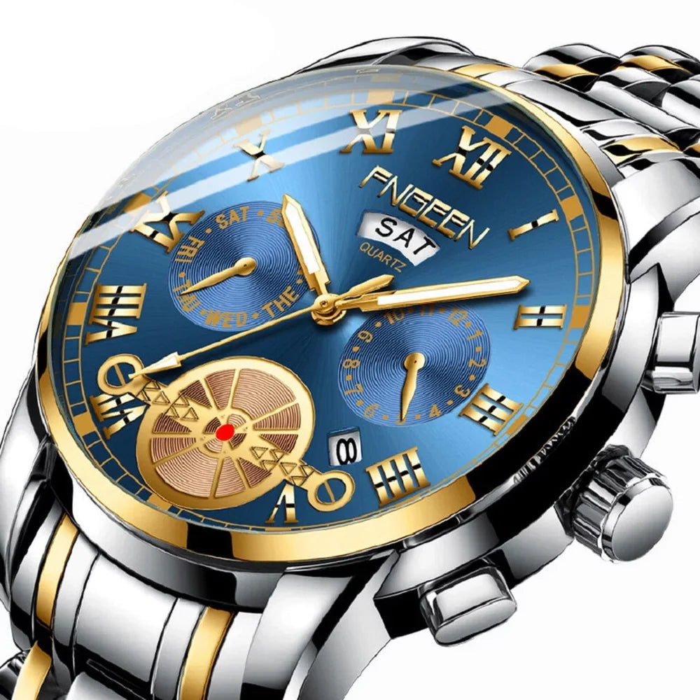 Waterproof Mens Quartz Watch Tourbillon Dial Business Classic Analog Wristwatch