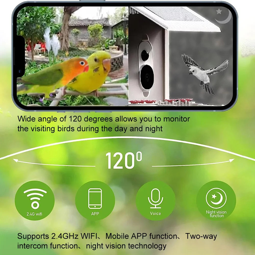 Anself  Smart Bird Feeder Camera 1080P Auto Capture Bird Video Motion Detection Real-time Notification  Identify Bird Species  Waterproof 128G  Cards for Bird Watching Enthusiasts
