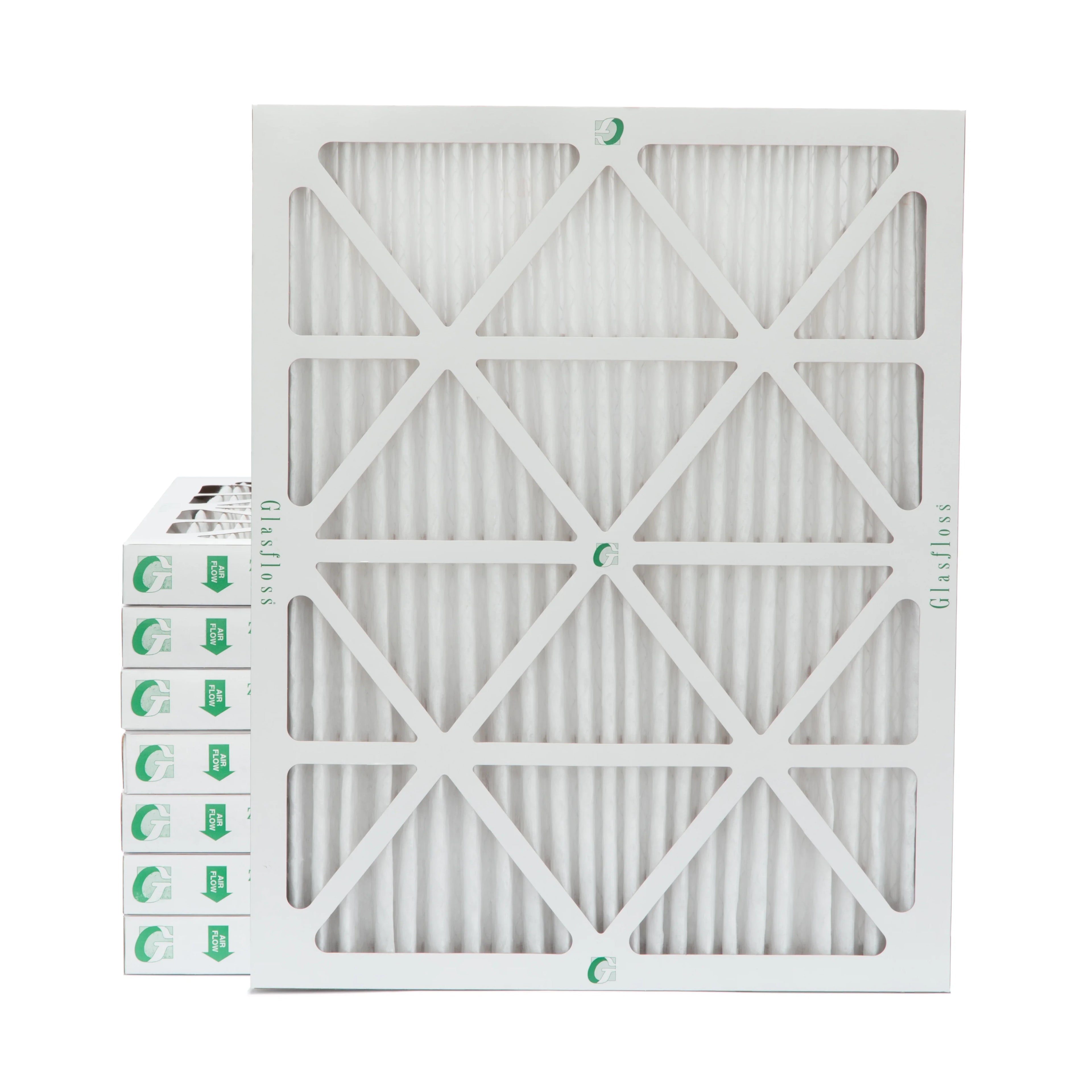 16x20x2  10 Pleated  Furnace Air Filters by Glasfloss Industries. ( 8 Pack ) Exact Size: 15-1/2 x 19-1/2 x 1-3/4