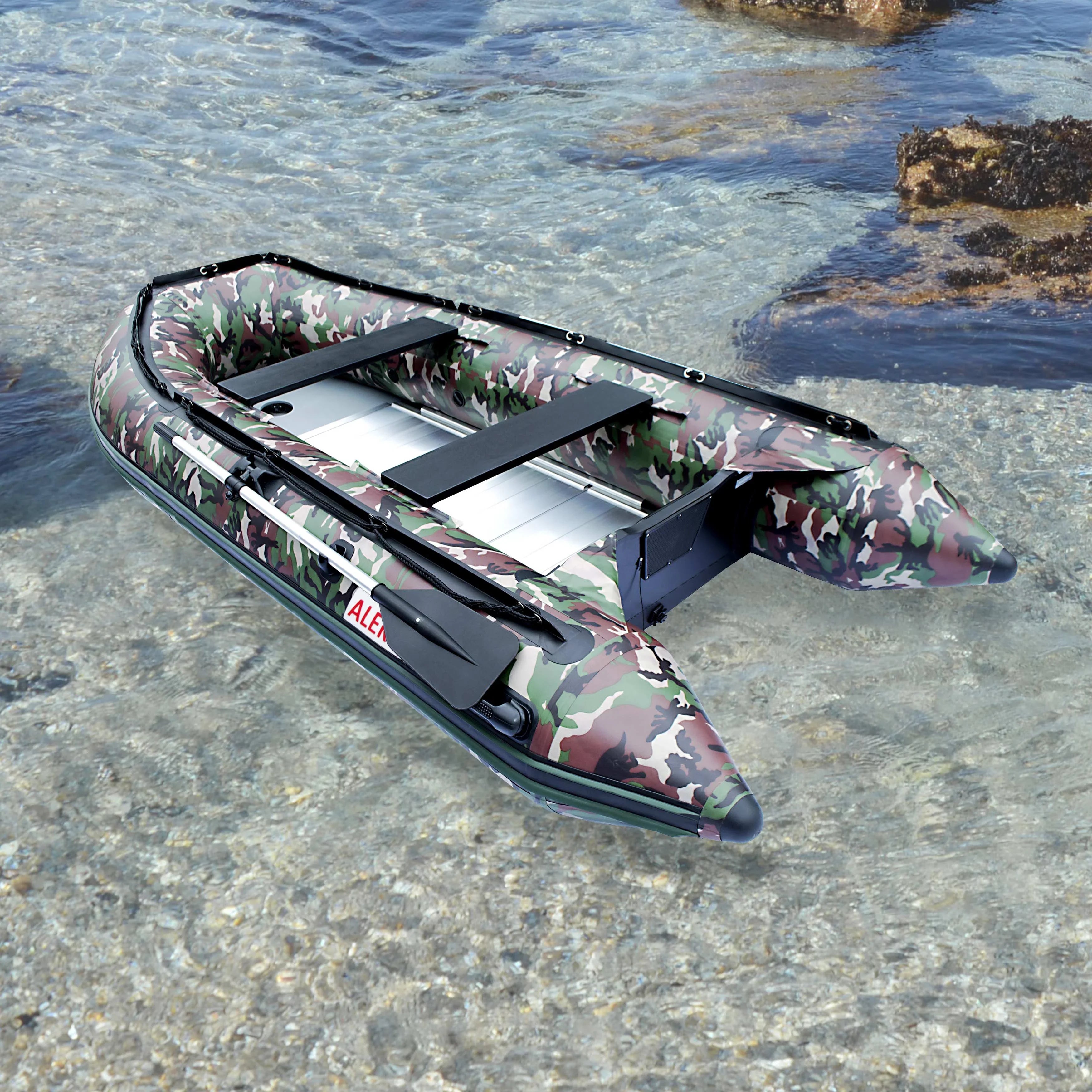 Inflatable Fishing Boat 4-Person Raft 10.5 feet - Camouflage