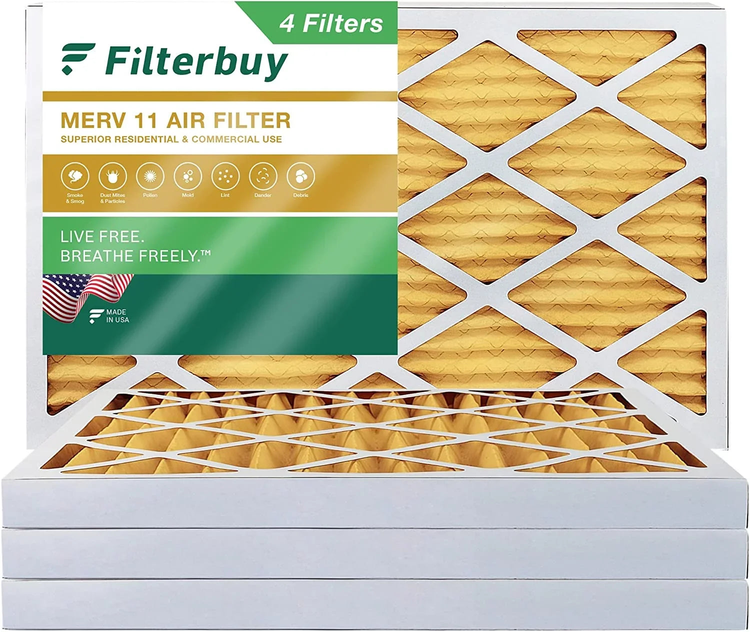 Filterbuy 12x24x2  11 Pleated   Furnace Air Filters (4-Pack)