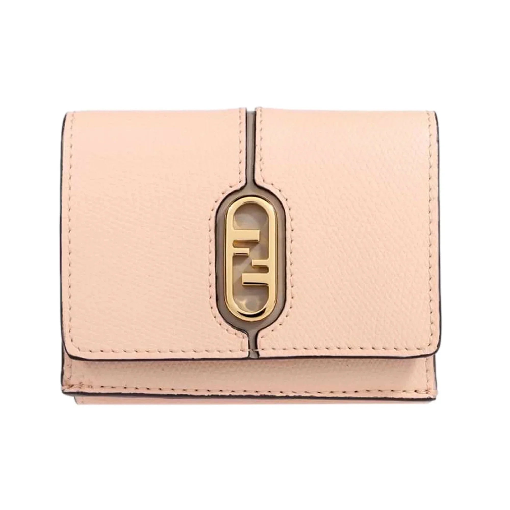 Fendi 'Lock Wallet Micro Trifold Rose Pink Tortora Gray Calf Leather