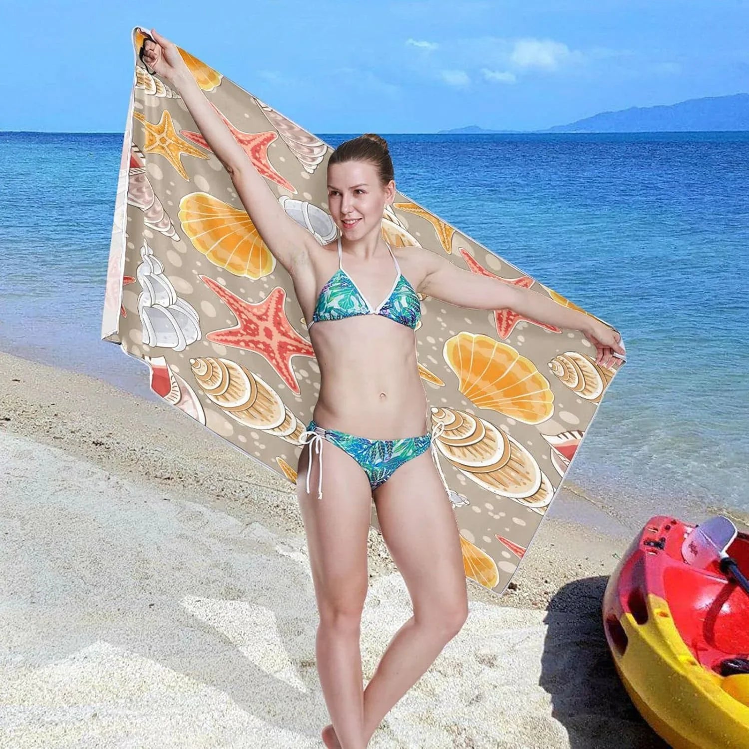 Bestwell Seashells Beach Towel - Lightweight Compact Oversized Travel Towels - Super Absorbent Quick Dry Towel for Swimming Camping Holiday#2