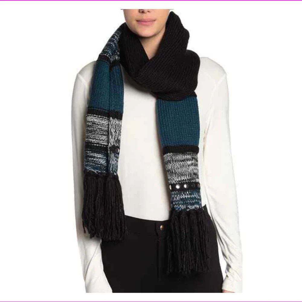 Michael Kors, Stripe Print Embellished Stud Fringe Wrap Scarf,  ,Size