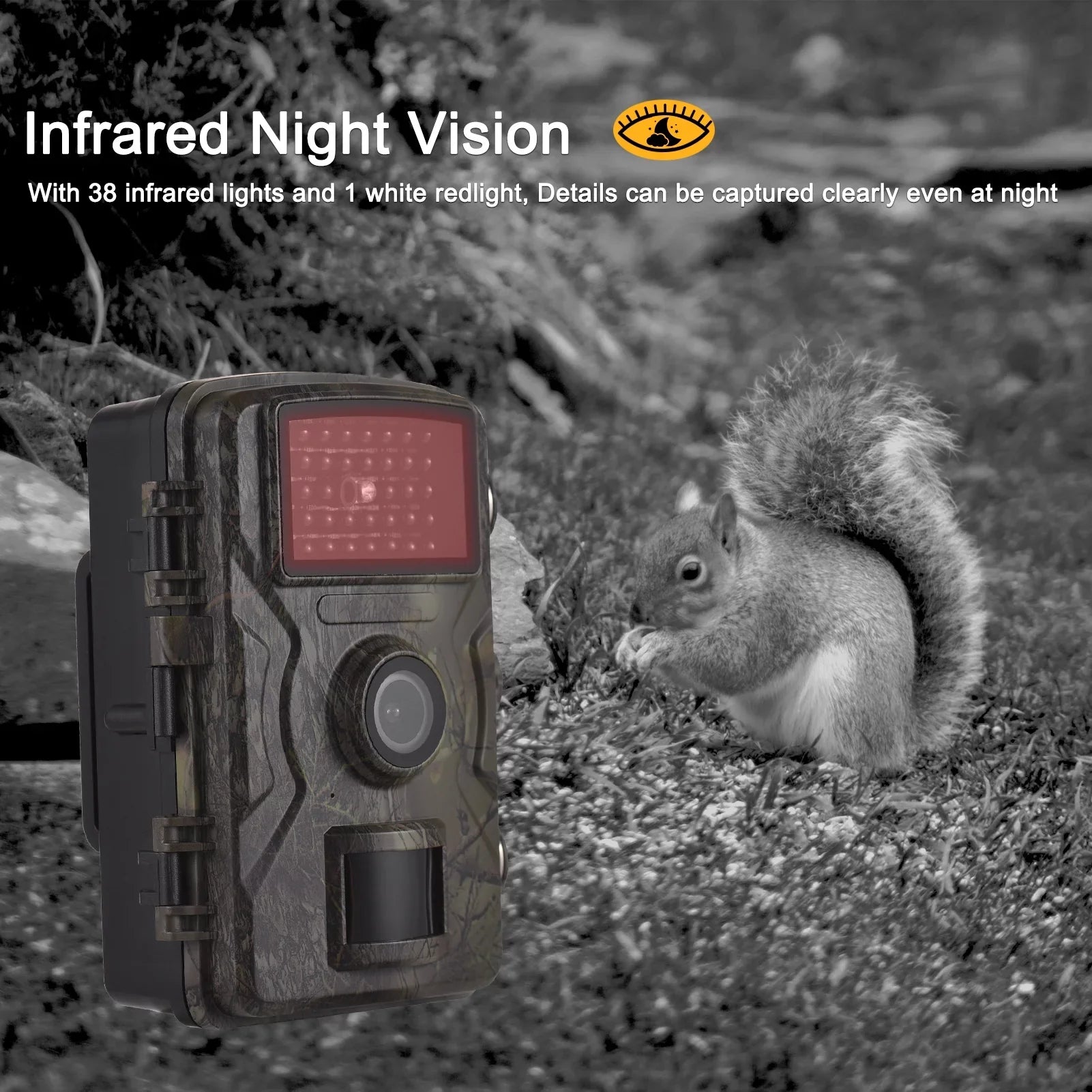 1080P Trail 16MP Wildlife Tracking with 2.0 Inch  Color Screen 0.8s Trigger Time Supports Infrared Night Vision Motion Activated  Waterproof
