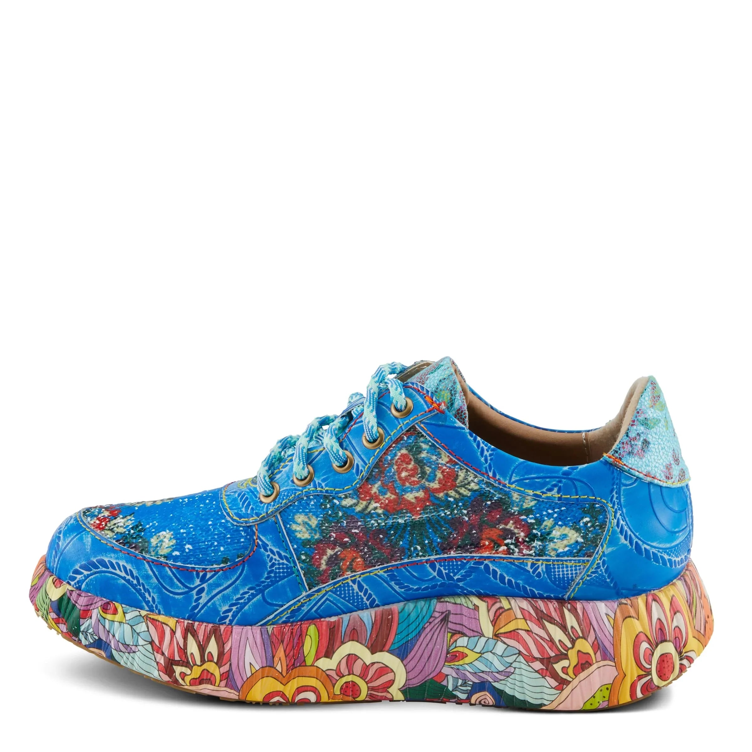 Spring Step 'Artiste Women's  Multicolored Fashion Sneakers | Unique Energetic Patterns Blue Multi  42 /  10.5-11