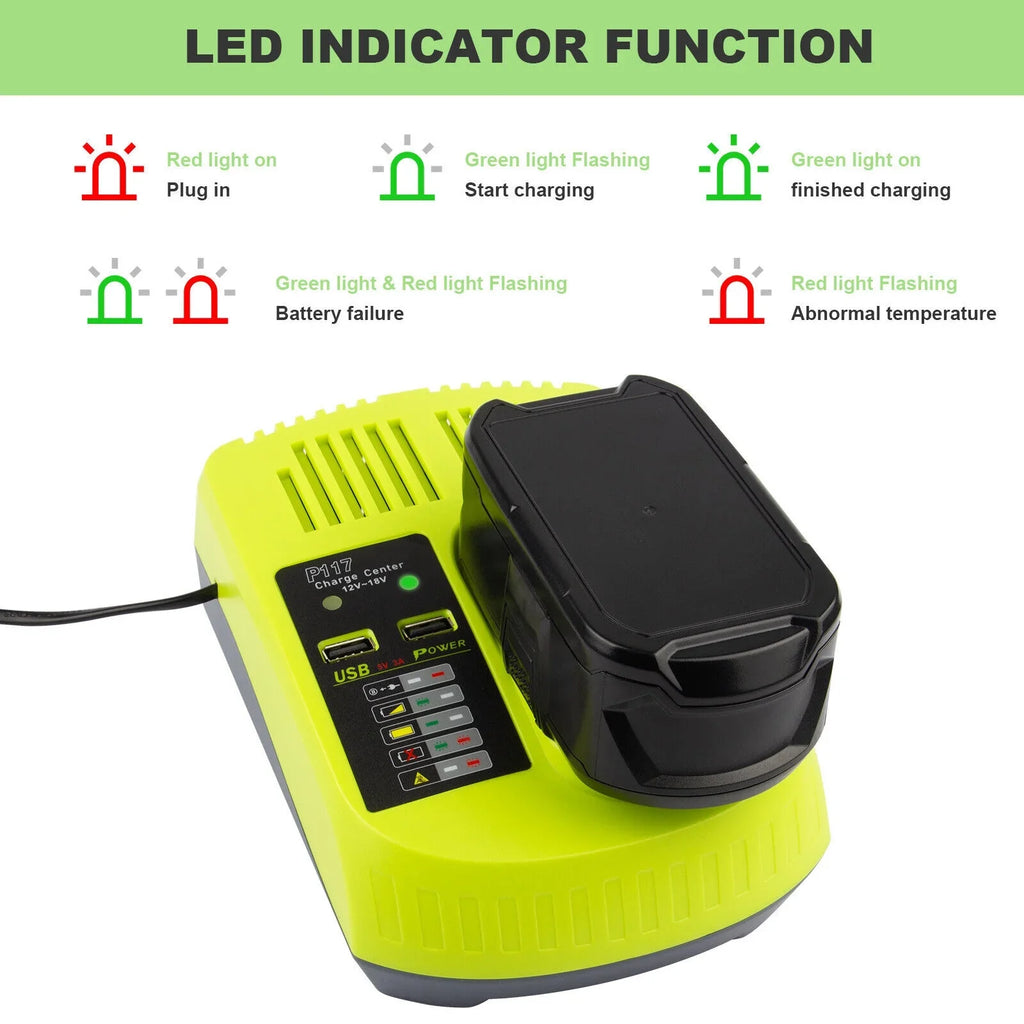 18V  Fast Charger For Ryobi  Li-ion Battery      Plug