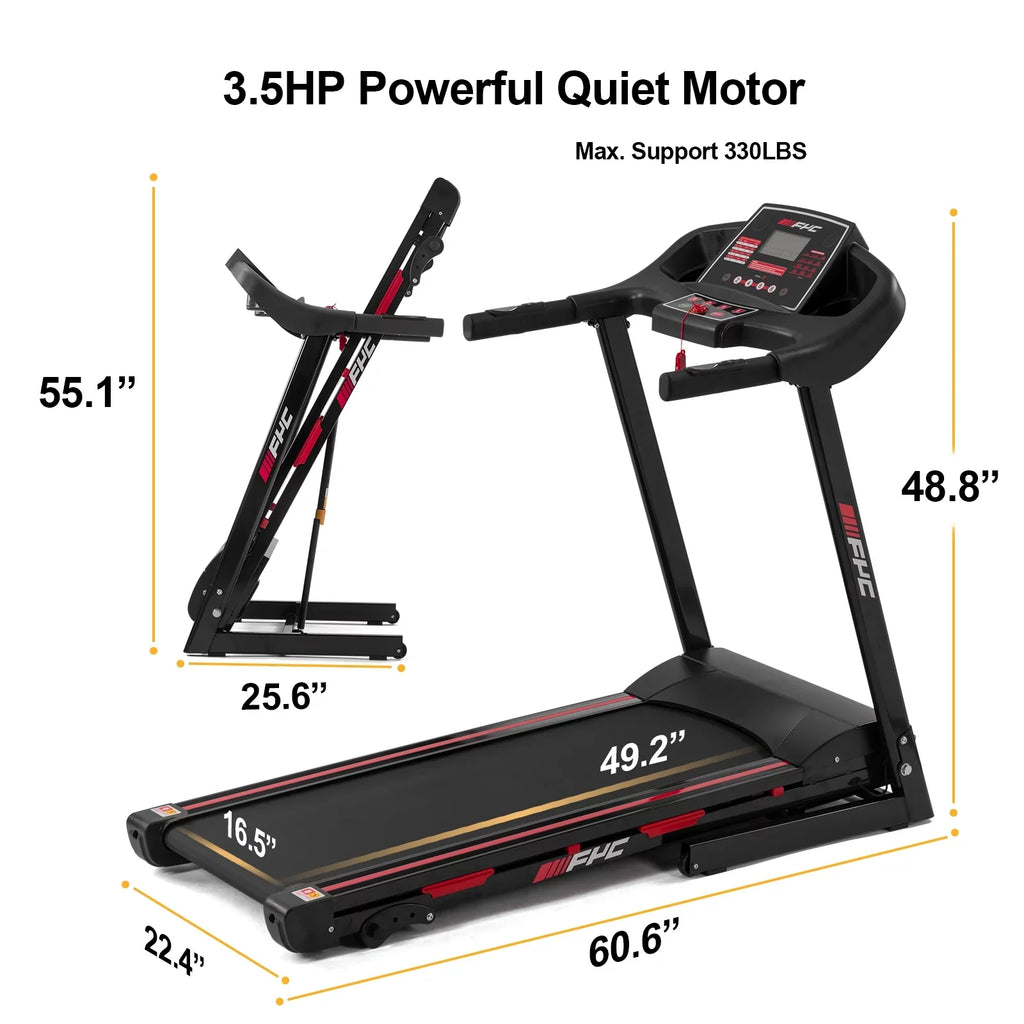 Anself  Folding Treadmill for Home - 330  Weight Capacity Running Machine with Incline/, 3.5HP 16KM/ Max Speed Foldable Electric Treadmill Easily Assembly, Home Gym Workout Exercise