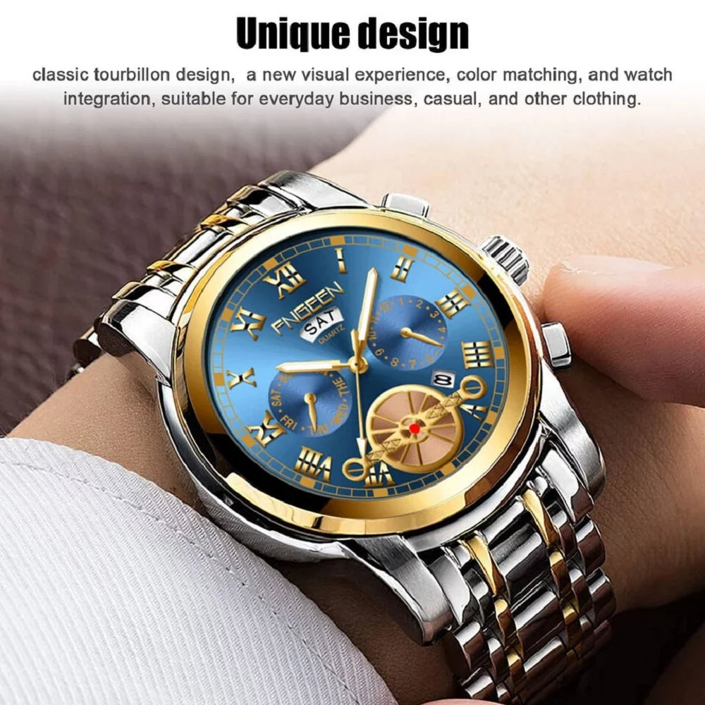 Waterproof Mens Quartz Watch Tourbillon Dial Business Classic Analog Wristwatch