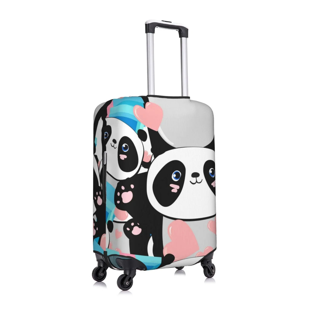 Haiem Panda Cute Pink Hearts Luggage Cover,Durable, Washable Suitcase Protector With Anti-Scratch Technology - Keep Your Luggage Looking New Medium