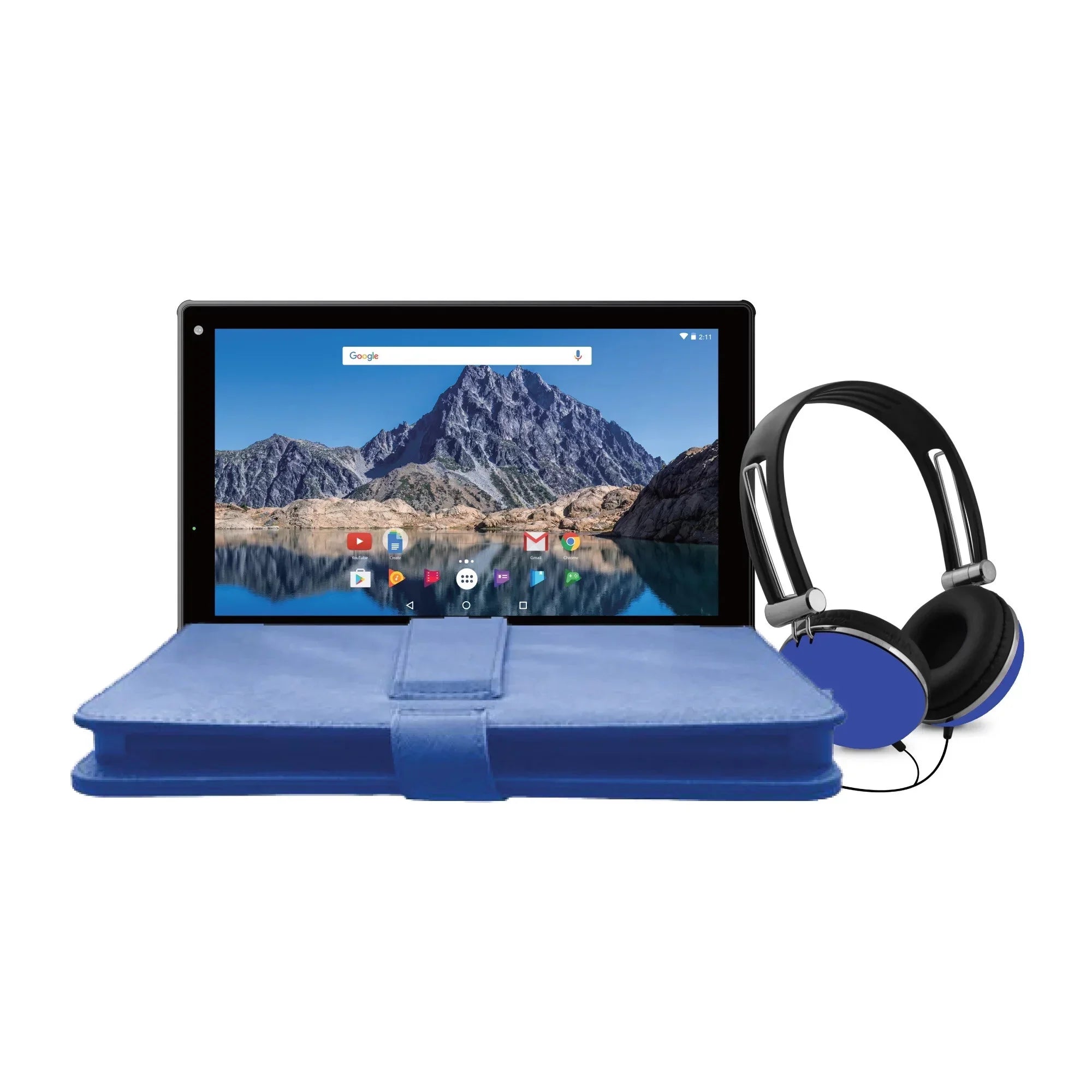 Restored Ematic 10" 16GB Quad-Core Tablet with Android 7.1 (Nougat) + Keyboard Folio Case and Headphones () (Refurbished)