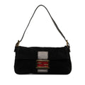 Pre-Owned Authenticated Fendi Baguette Suede Leather Black Shoulder Bag Unisex (Good)