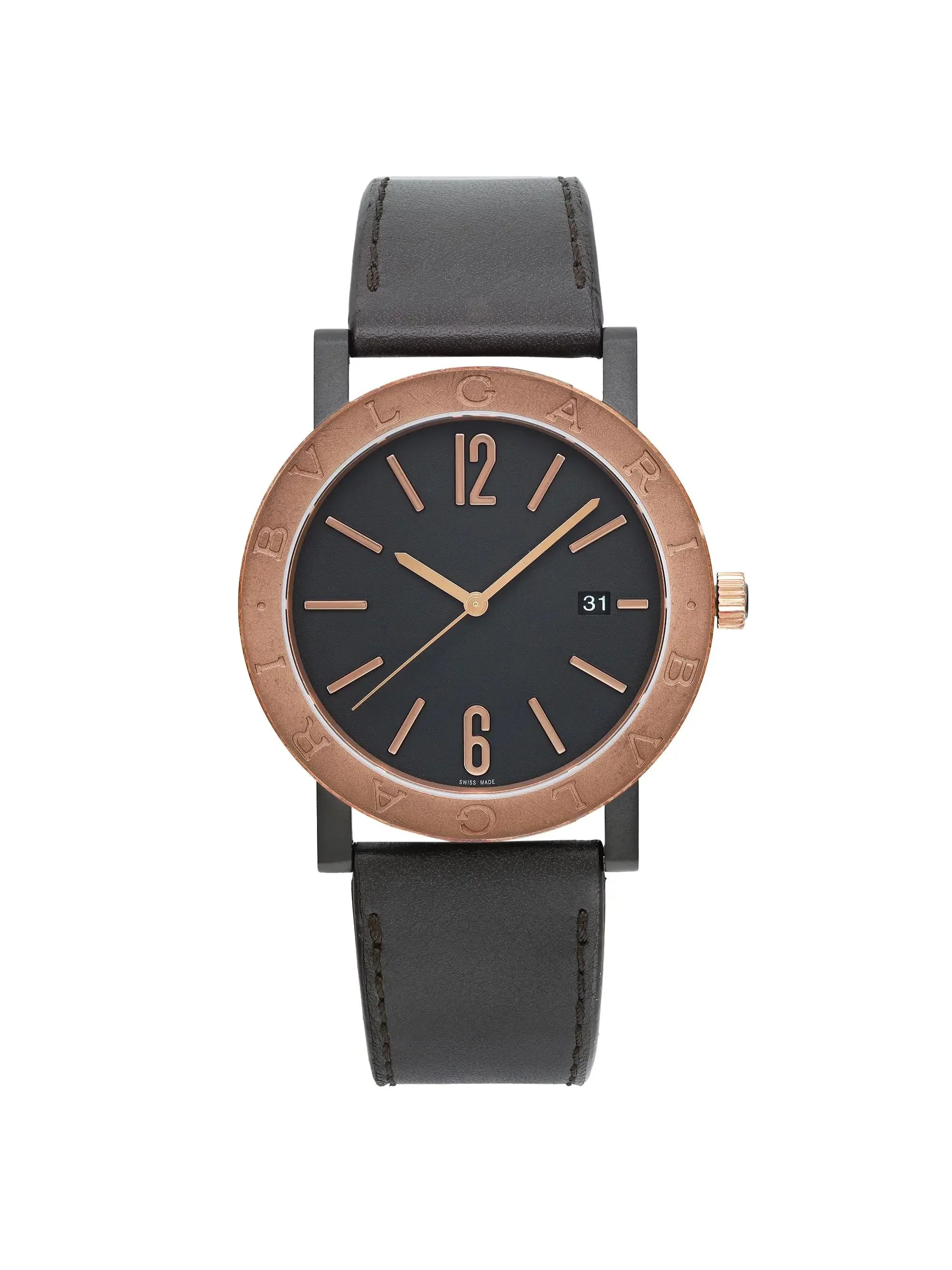 New Bvlgari Solotempo 41mm Steel Bronze Black Dial Automatic Men Watch 102931