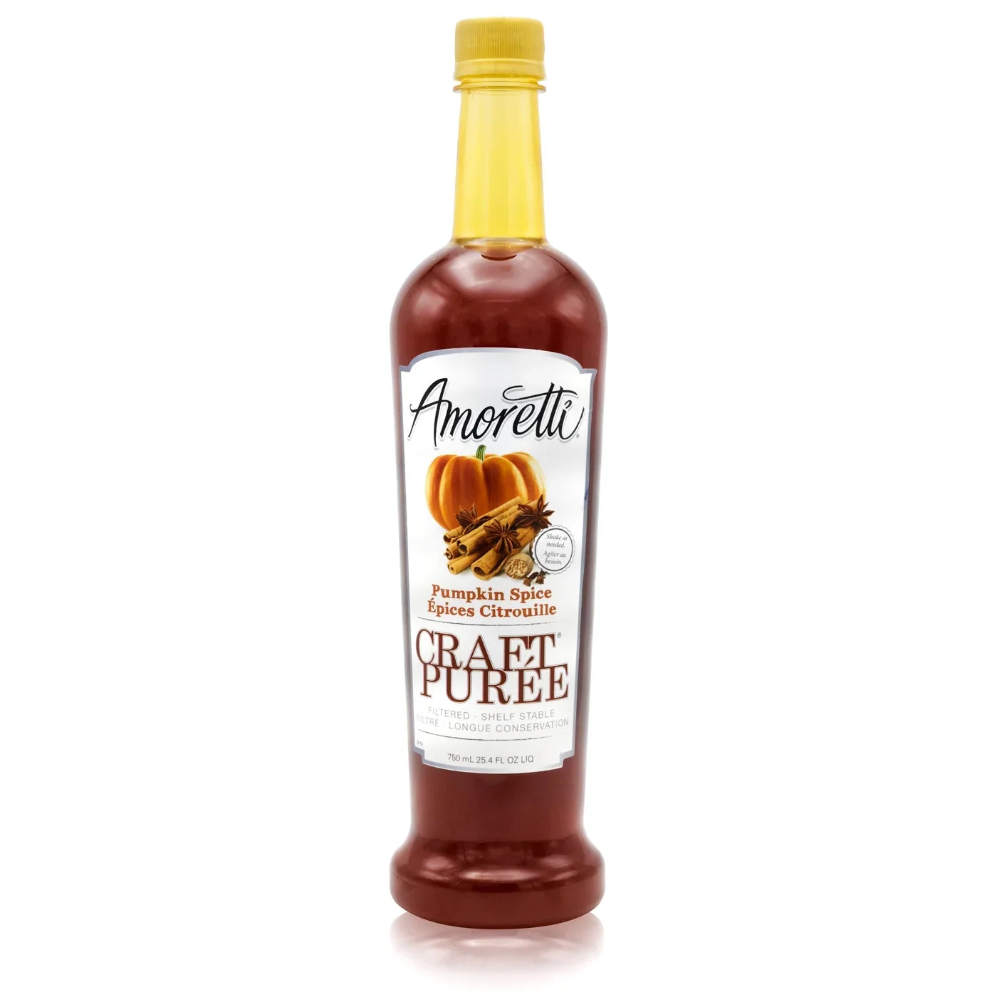 Amoretti - Pumpkin Spice Craft Puree® 750 ml - Perfect for Brewing, Cocktails, and other Beverages, Made of Real Fruit, No Preservatives, Filtered, Super Concentrated, Fully Pasteurized