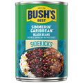 Bush, Best 15.2 Oz Canned Black Beans Simmerin, Caribbean Sidekicks, Source Of Plant Based Protein And Fiber, Low Fat, Gluten Free, (Pack Of 12)