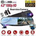 Bornmio 1080P  Rearview Mirror Car  Dual Dash Cam Camera Front Rear Video Recorder