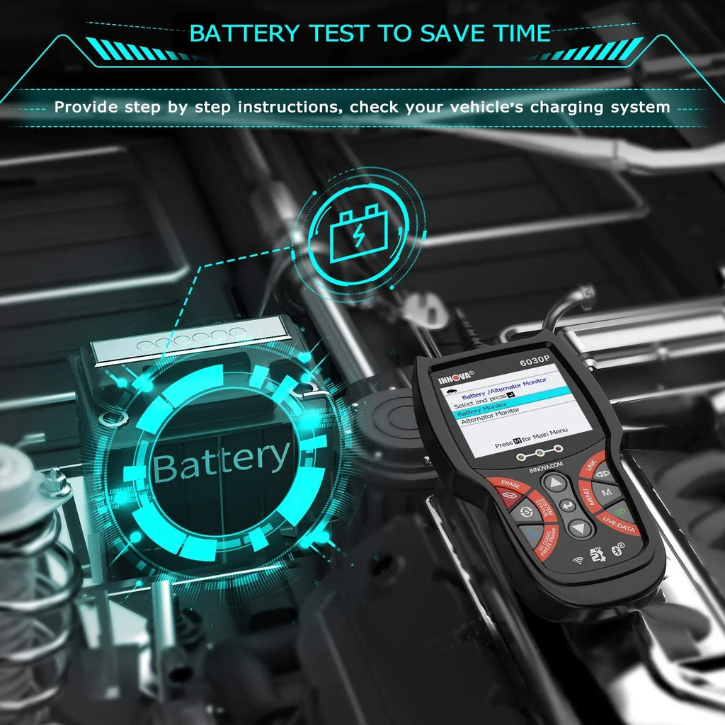 Innova 6030P Car Code Reader Scan Engine  Diagnostic Tool Live Data Battery Alternator Test  Scanner Automotive Scanner Car Scan Tool Read Clean Codes Turn off MILs Auto Analyzer for 12V Cars