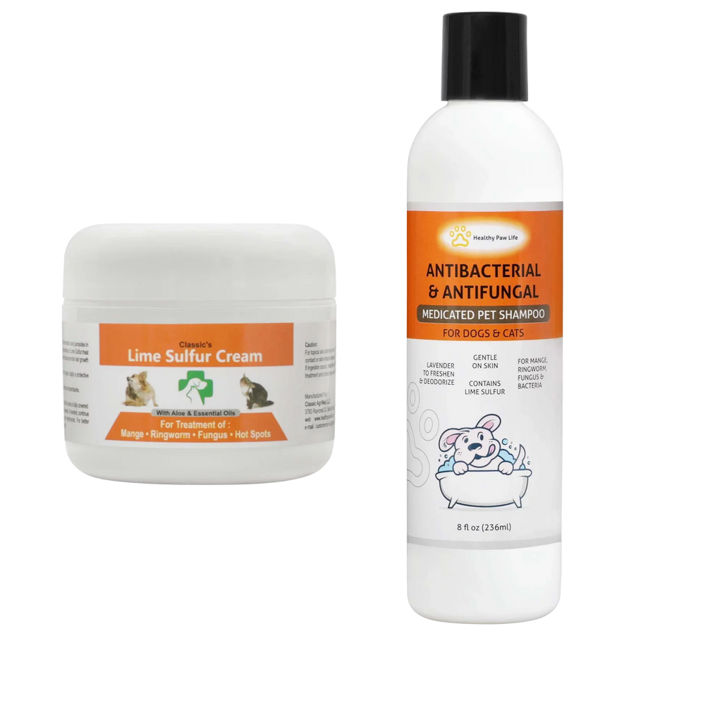 Healthy Paw Life Bundle - 2 Items: Classic's Lime Sulfur Cream (2 oz) and Classic's Lime Sulfur Shampoo (8 oz)