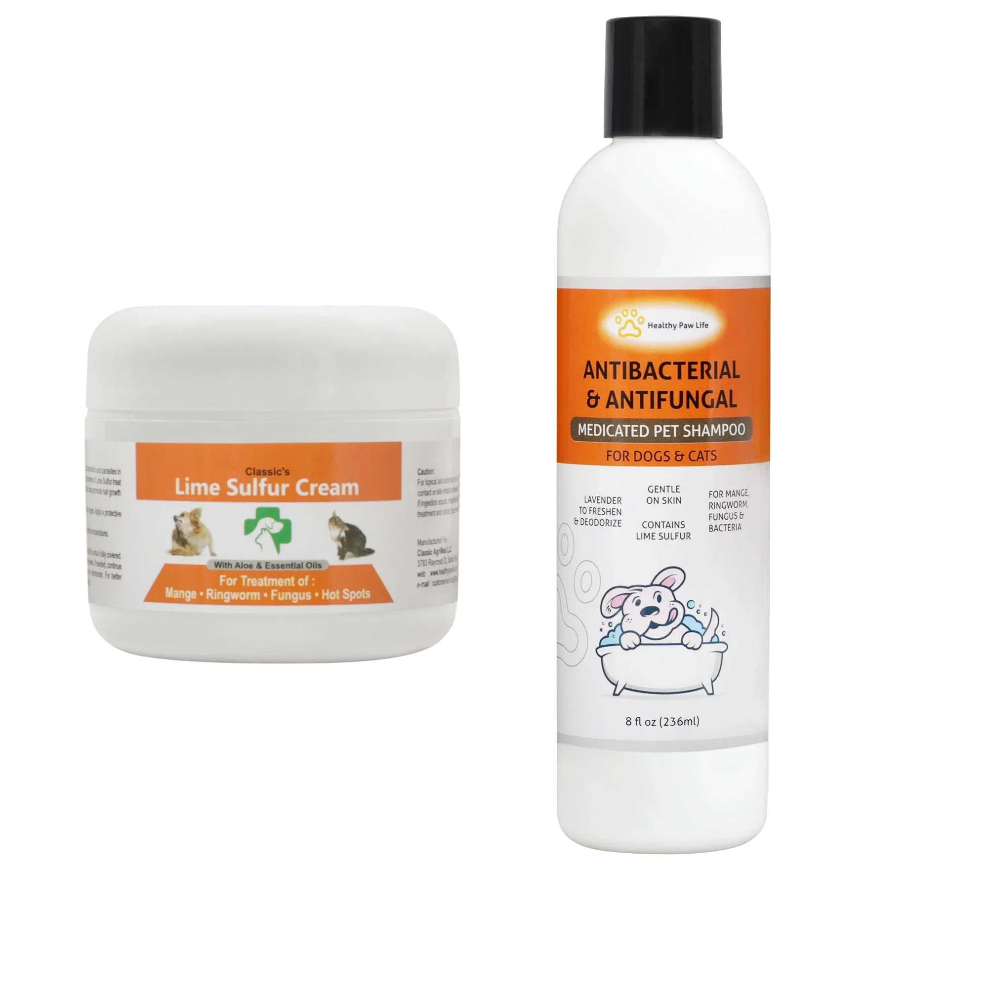 Healthy Paw Life Bundle - 2 Items: Classic's Lime Sulfur Cream (2 oz) and Classic's Lime Sulfur Shampoo (8 oz)