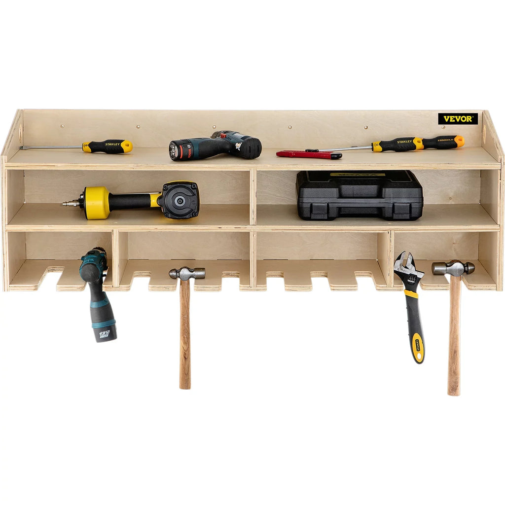 Power Tool Organizer Drill Wall Tool Holder 10 Slots 2-shelf Wall Mounted