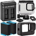 GoPro    Black Essential Action Accessory Bundle Includes: 2 Extra Batteries, Dual High Speed Charger, Waterproof Housing, and Black Silicone Case