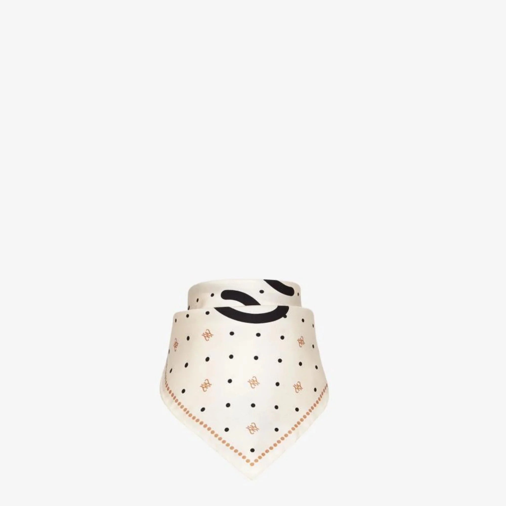 Fendi  Karligraphy Black Logo Ivory Silk Scarf 33 cm