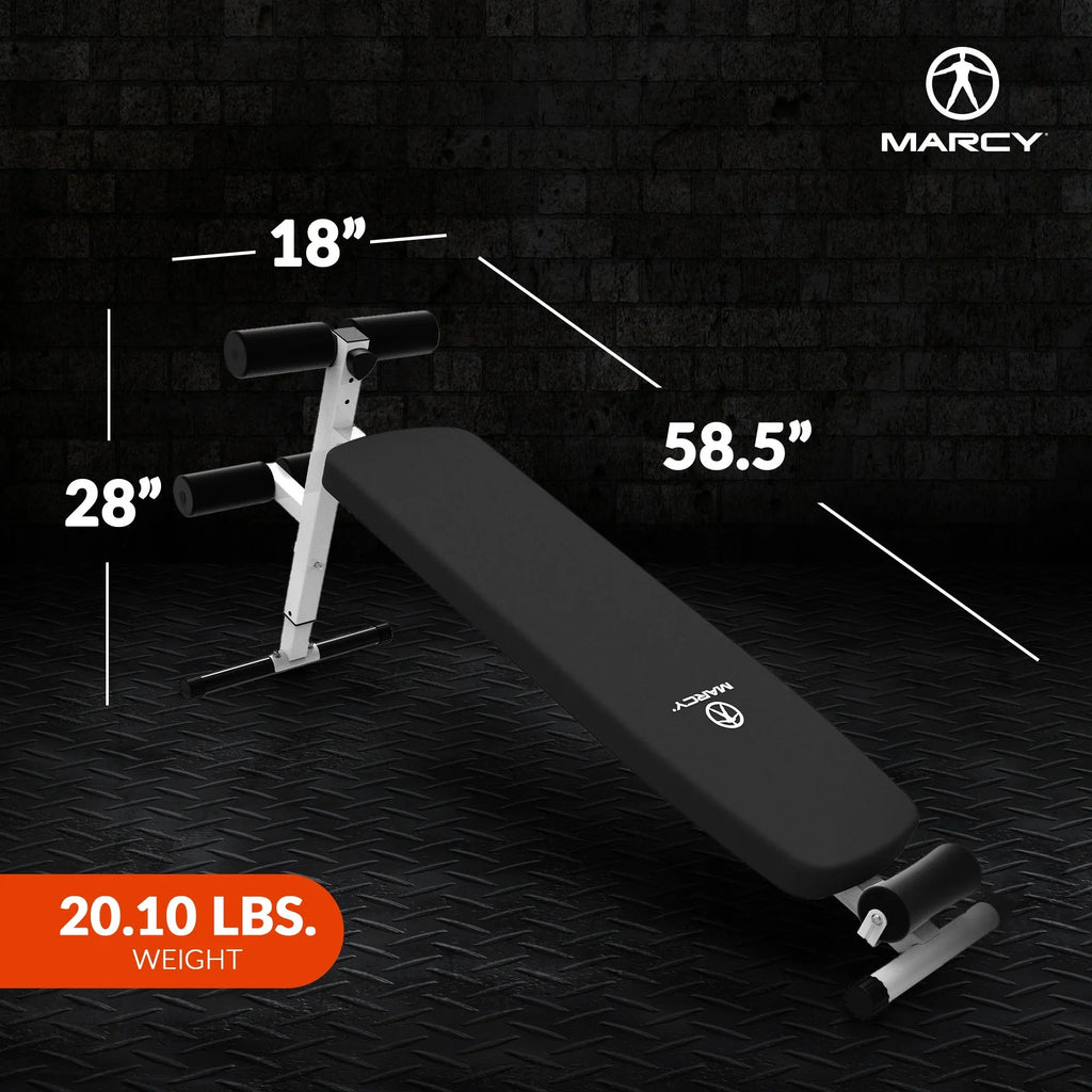 Marcy Folding Utility Bench Slant Board w/Headrest for Home Gym Exercise