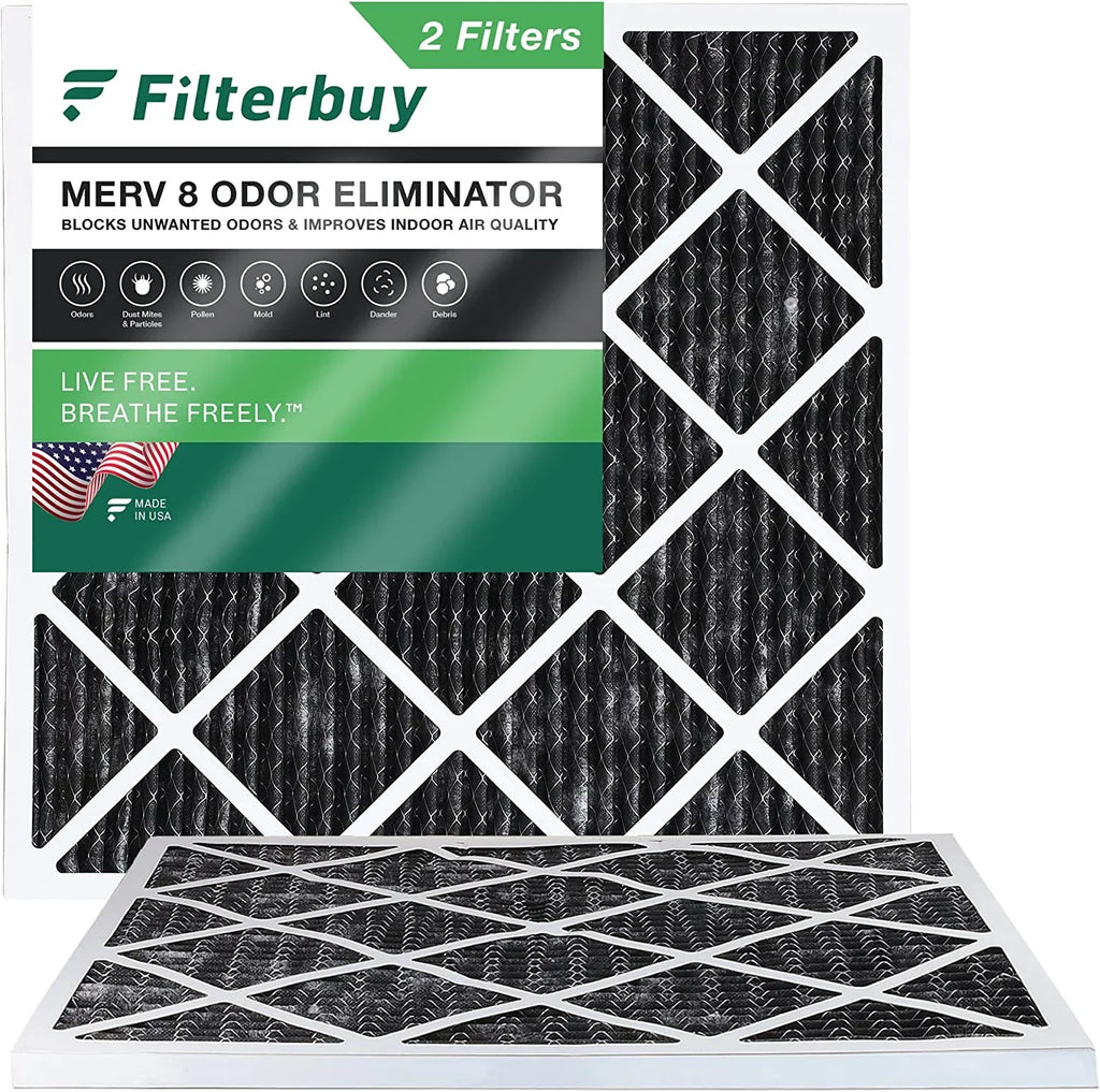 Filterbuy 10x10x1  8 Odor Eliminator Pleated   Furnace Air Filters with Activated Carbon (2-Pack)