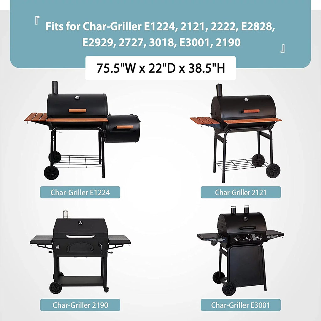 Waterproof Grill Cover for Char-Griller 11" Grill, Heavy Duty 600D Polyester with Anti- Coating, 75.5" x 22" x 38.5"