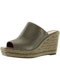 Karl Lagerfeld Paris Womens Corissa Leather Slides Wedge Sandals