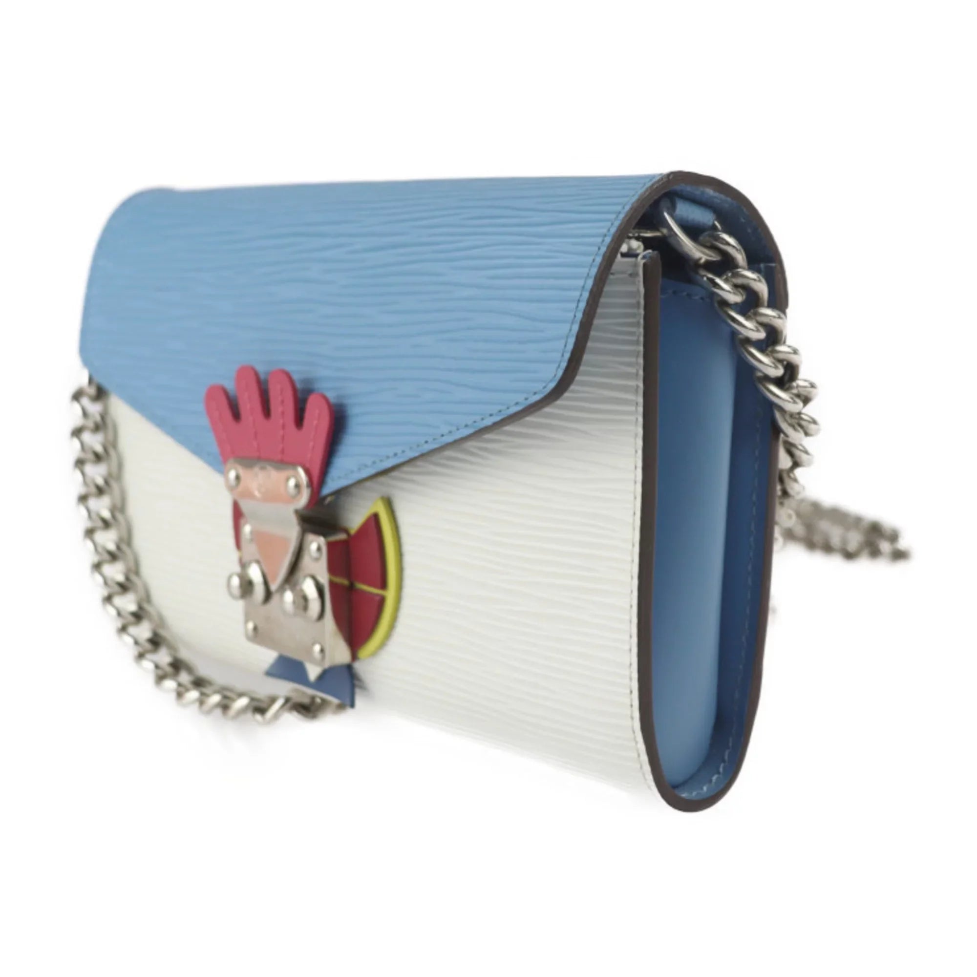 Pre-Owned   Louis Vuitton Tribal Mask Shoulder Bag  Epi Leather Blue Series White Multicolor Silver Hardware Chain Wallet Long (Good)