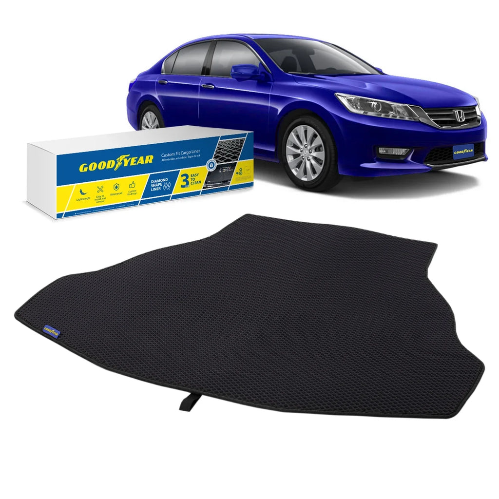 Goodyear Custom Fit Cargo Mat Liner for Honda Accord 2013-2017 Sedan - Heavy Duty Trunk Liner, Diamond Shape,Luggage with Waterproof,Liquid Trapping Technology - Anti-Slip Cargo Liner -