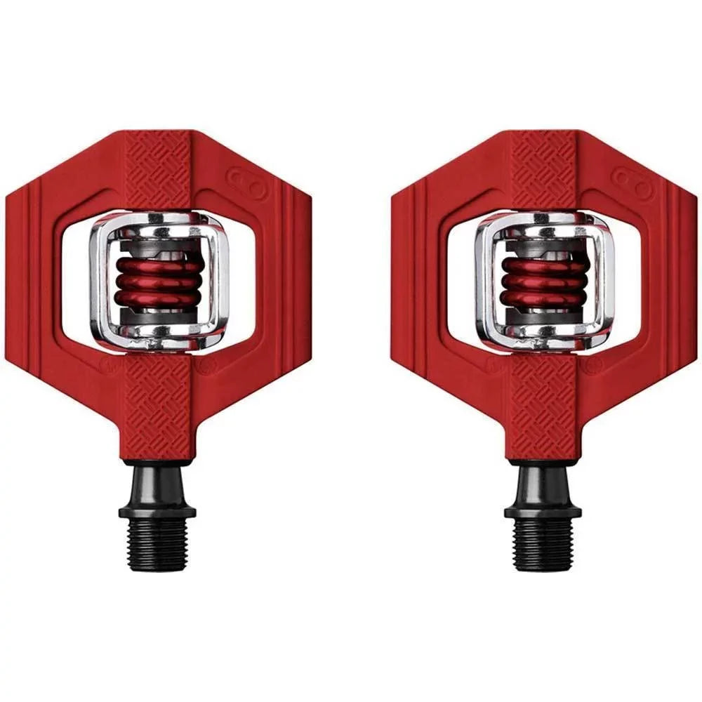 Crankbrothers Candy 1 Bike Pedals (Red) with Cleats and Shoe Shields Bundle