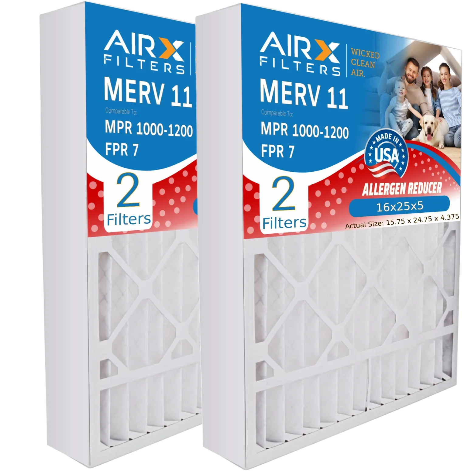 16x25x5 Air Filter  11 Comparable to  1000,  1200 &  7 Compatible with Lennox  Air Filter 2 Pack by     .