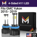 Mega Racer  Yukon 4 Sided     Headlight Bulbs 6000K Diamond White 12V 60W 10000LM  Yukon 2015 2016 2017 2018 2019 15 16 17 18 19 Low Beam Automotive Replacement