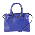Pre-Owned Salvatore Ferragamo Gancini handbag 21E428 leather blue 2WAY gold hardware (Good)