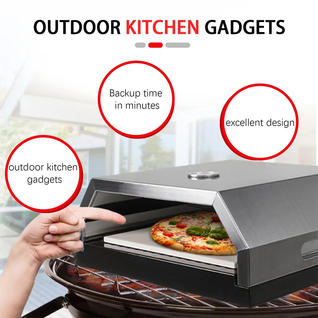 Grill Top Pizza Oven, Fits On Any Charcoal & Gas  Grill, Portable Pizza Oven, Easy Carry Handles, Home-made  Pizza Oven