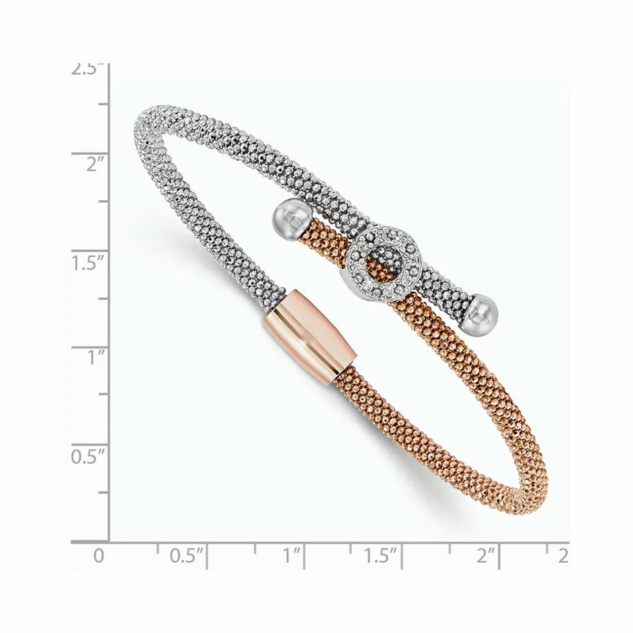 Leslie's Sterling Silver Rose-Tone Textured Cz Bracelet