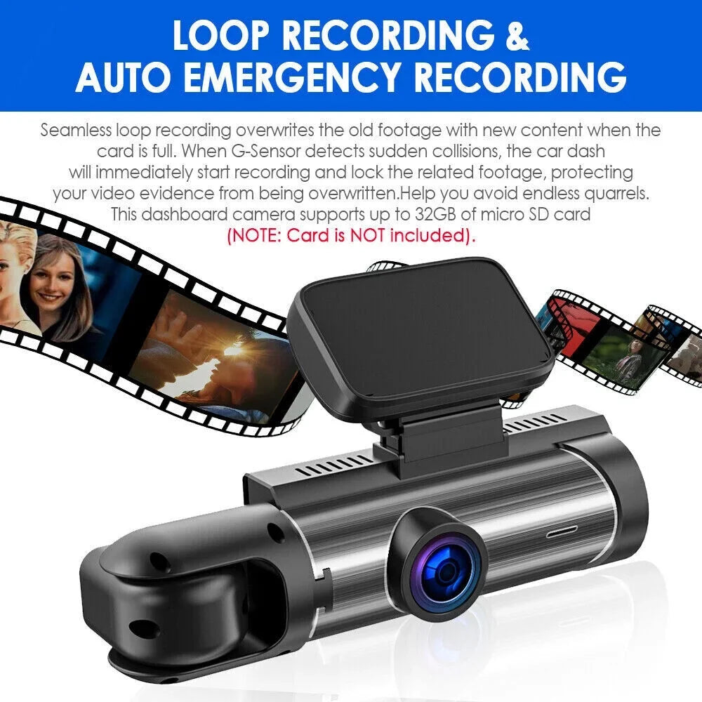 Paddsun Car  Recorder - 3.16-Inch Night Vision Dual Lens Camera for Enhanced Safety