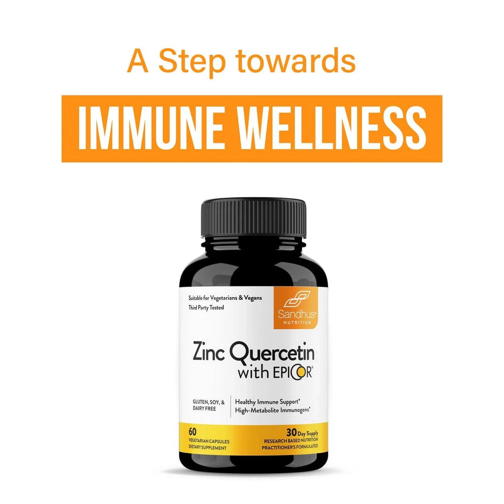 Sandhu’s Zinc with 200mg Quercetin, 500mg EpiCor® (Fermentate) - Year-Round Immune Support, 30 Servs