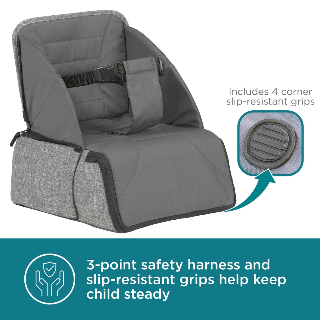 Contours Explore 2-in-1 Portable Booster Seat and Backpack Diaper Bag, Gray