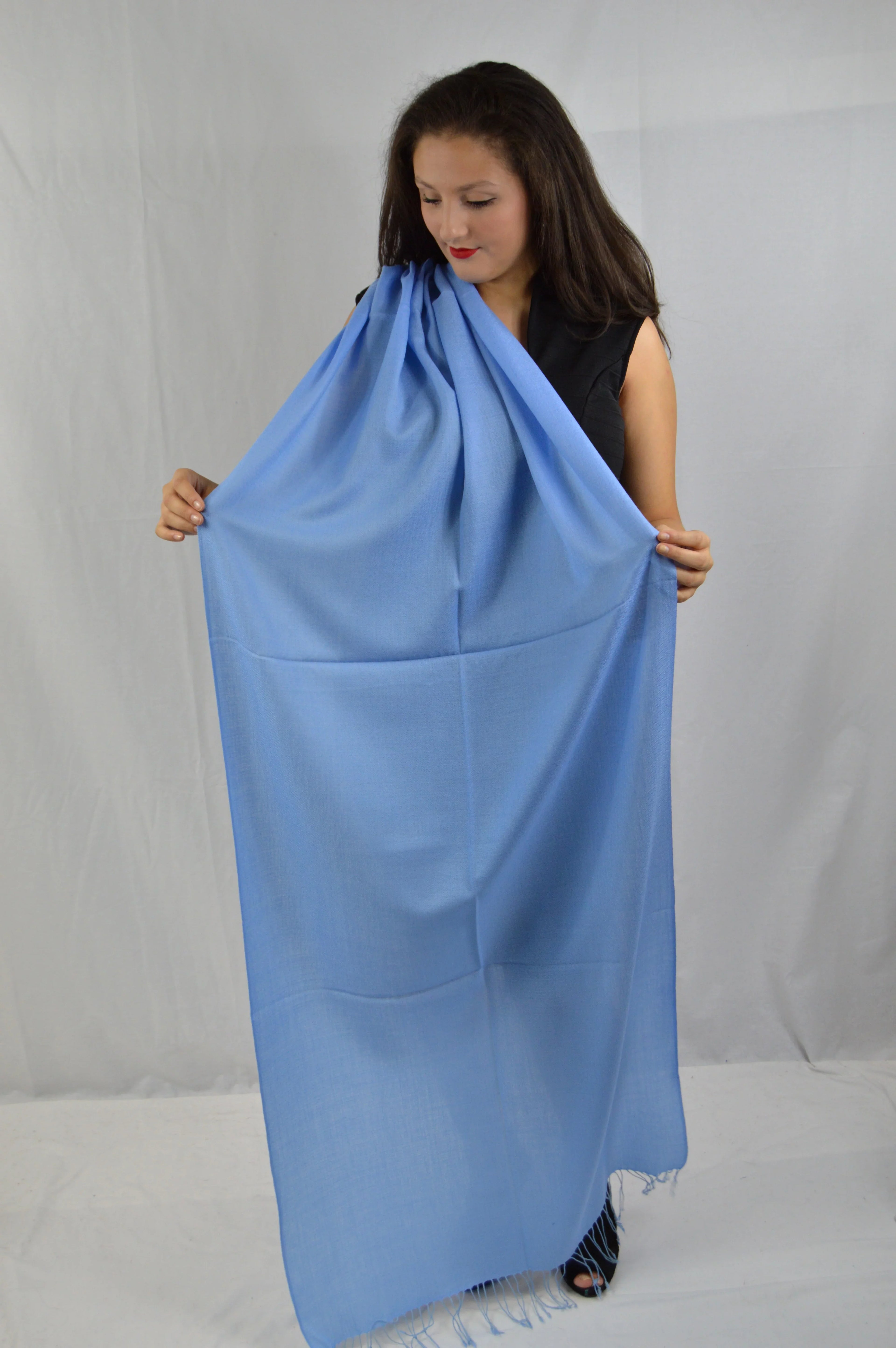 Fancy Shawl/Sheer Shawl/Summer Shawl/Water Pashmina Shawl/Light weight Shawl/Evening Shawl/Pashmina Shawl/Scarf/Scarves (Sea Blue Regular Shawl)
