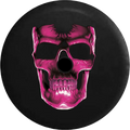 2018 2019 Wrangler  Backup Camera 3D Cracked Grinning Skull Almost Glowing Pink Spare Tire Cover for Jeep  33 Inch