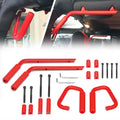 '-  Powder Coated Red Aluminum Full Front & Rear Grab Bar Handles Set for 07-18 Jeep Wrangler